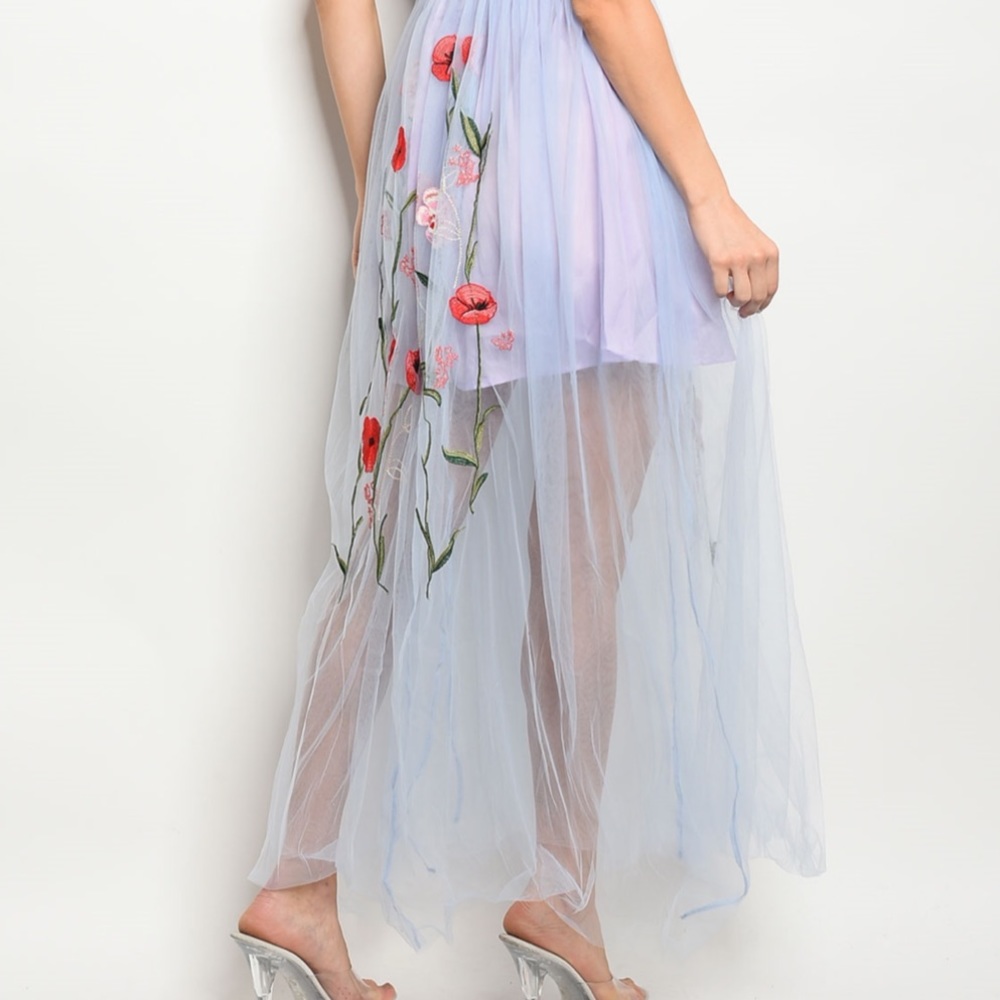 Brand New Chic Floral Embroidered Mesh Maxi Dress - Picture 4 of 6
